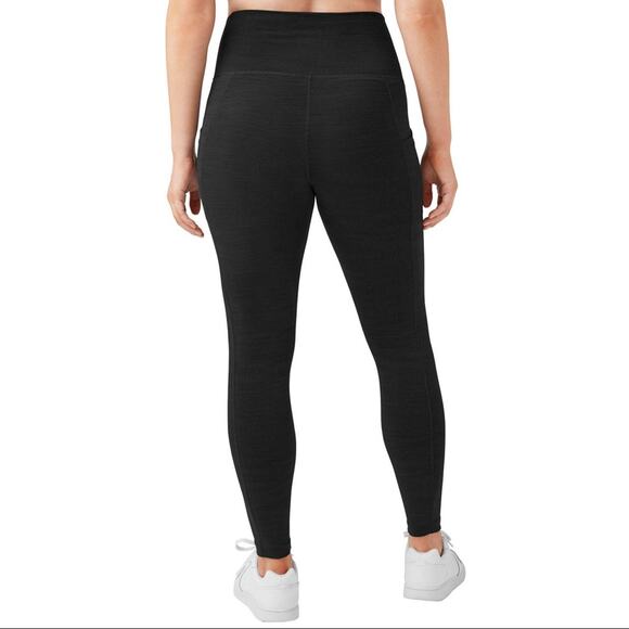 High rise Ribbed Ankle Leggings Heather Black workout gym comfy NWT M - Picture 3 of 3
